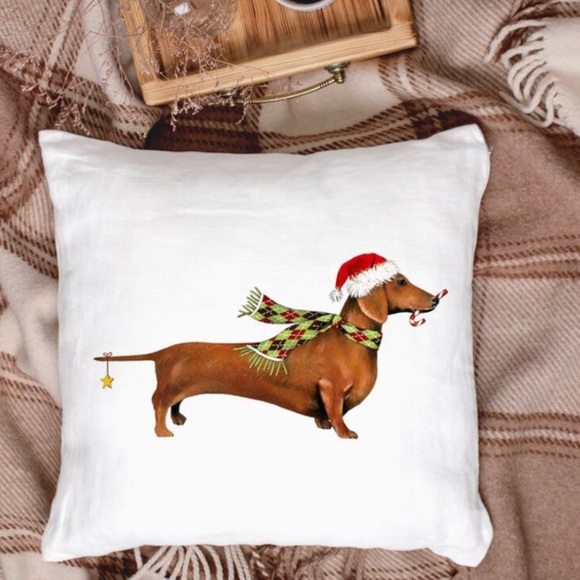 🆕 🌹2/$20🌹 Christmas Santa Dog Cushion Pillow Cover New - Picture 6 of 8
